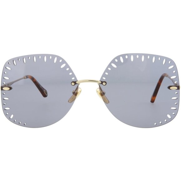 Chloe YSE Square-Frame Metal SunglassesGold Gold Light Blue - Picture 8 of 8